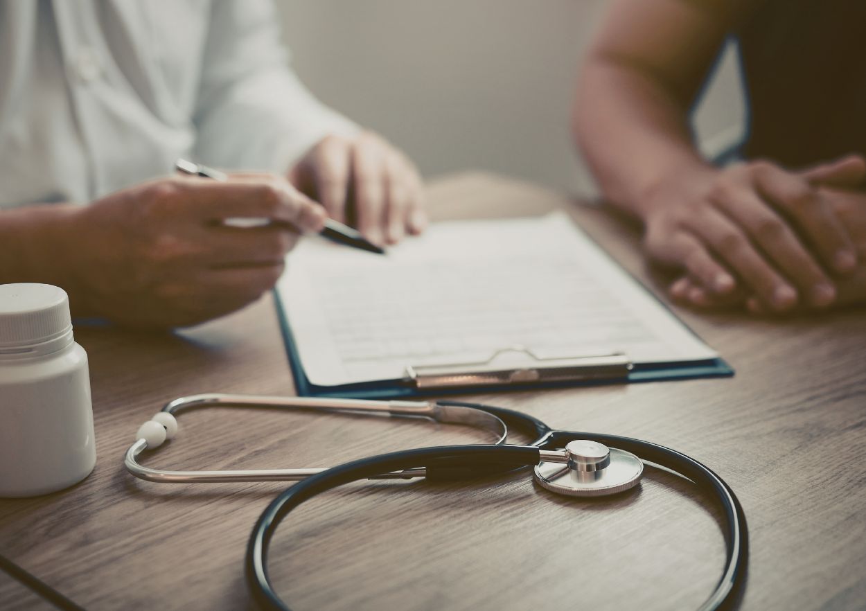 physician explaining buprenorphine taper for fentanyl addiction in detox setting